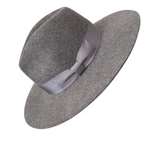 Phenix Women’s Gray Wool Hat Grosgrain Ribbon Bow